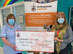 Supporting image for story: Knitting nurses at RJAH Orthopaedic Hospital raise £600 for two charities