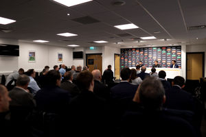 Journalists interview Julen Lopetegui for the first time since he took over as Wolves boss (Getty)