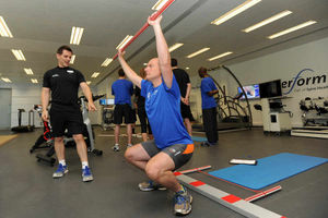 Strength and conditioning coach Ian Aylward tests Express & Star Sports reporter Tim Nash mobility