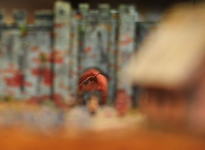 With his replica model of Bridgnorth Castle, Gerry West, of Bridgnorth, at Bridgnorth Library, Bridgnorth