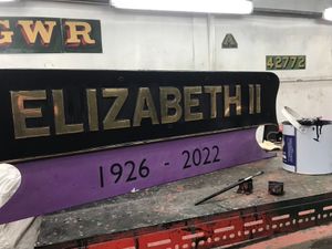 Supporting image for story: Severn Valley Railway paints Elizabeth II nameplates black as mark of respect to the Queen