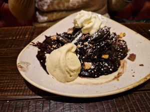The fudge cake was a marvel of deep, rich chocolate and wonderfully frozen custard