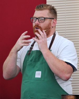 Shropshire chef James Sherwin gives a cookery demonstration