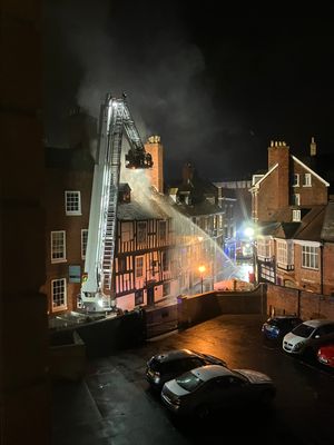Firefighters battling the blaze. Picture: Dorian Gerhold