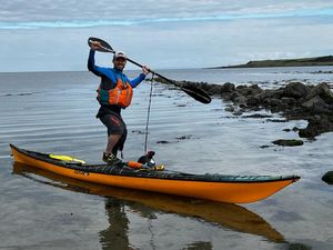 Adam embarking on his solo kayak