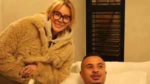 Ian a client of Victoria House Clinic posing with Olivia Attwood post circumcision surgery