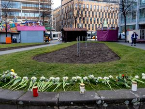 Flowers laid in the city centre of Mannheim