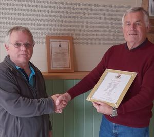 Wendy's partner Paul acepted Knighton's civic award from Councillor Bob Andrews.