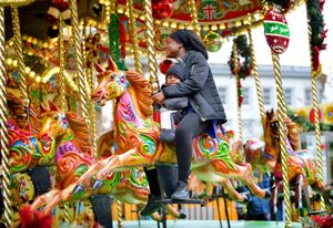 People were already enjoying the carousel at the Christmas market
