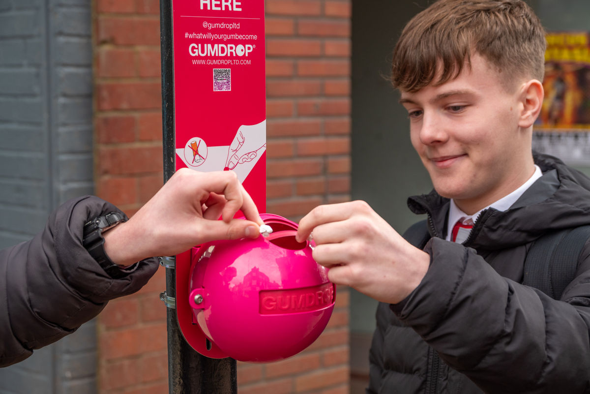 How two bright pink ball-shaped bins could help keep Shropshire towns streets clean