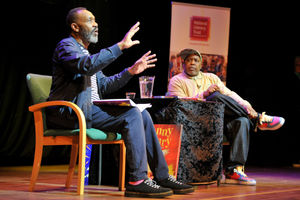 Kenny Baraka leads the interview as Sir Lenny Henry talks about his love of books