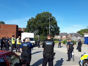 Officers being briefed ahead of starting their search. Picture: Telford Cops