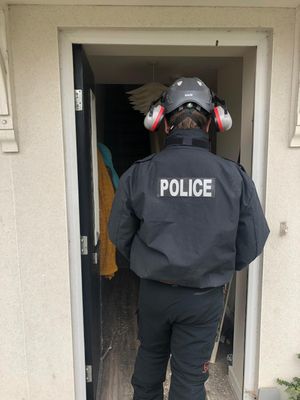 An officer from Staffordshire Police during the warrants in the Cannock area