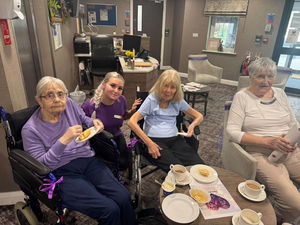 Residents and colleague at HC-One’s Sedgley Court Care Home’s World Alzheimer’s Day Cuppa Joy Friday event