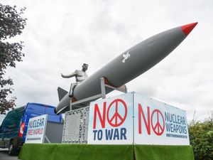 Supporting image for story: Striking missile sculpture is the latest anti-violence statement 