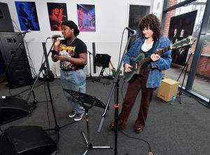 Pics for feature on Halesowen College open day.Musicians Kyi-Shay Morton and Gracie Pommells.