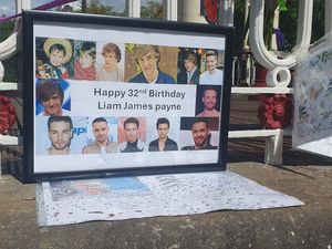 Supporting image for story: Love for Wolverhampton's Liam Payne and strong feelings among fans as park bandstand becomes shrine on singer's birthday