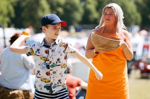 Rowan Pugh, 9, from Edgmond, takes aim