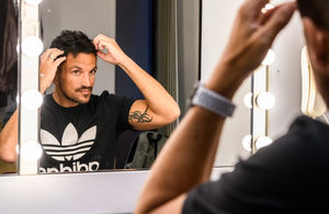 Peter Andre at Birmingham Hippodrome ahead of his role as Teen Angel in Grease. Picture by: Simon Hadley