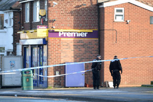 Police taped off the road this morning
