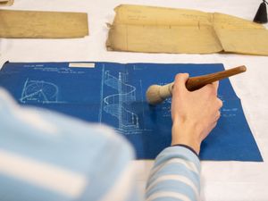 Blueprint of a cast-iron spiral staircase