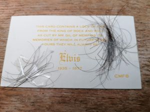 The lock of Elvis's hair. Photo: Hansons