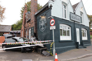 Car crashes into The Old Bush pub in Swindon, Dudley.