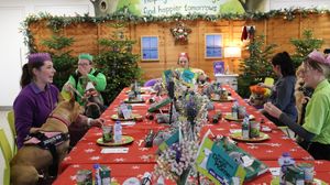 Seven dogs and a team of Canine Carers gathered for the special meal