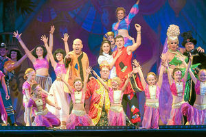 All smiles  The cast of Aladdin take to the stage for the pantomime at Oakengates Theatre@ The Place