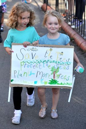 Little climate change protestors at Coleham Primary School