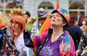 Saturday saw hundreds of revellers take part in Shrewsbury's first-ever Pride Parade