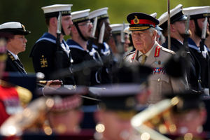 King Charles III during the national Service of Remembrance, hosted by the Royal British Legion in partnership with the Government, to mark the 80th Anniversary of VJ Day at the National Memorial Arboretum in Alrewas, Staffordshire. Picture date: Friday August 15, 2025. PA Photo. Photo credit should read: Alastair Grant/PA Wire 