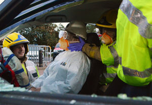 Firefighters work to 'rescue' the pair