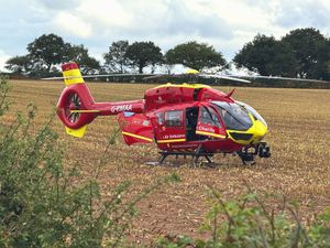 Supporting image for story: Two people taken to hospital, one by air ambulance, after north Shropshire A41 crash which closed road