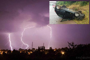 Reader Mchale Morris took this picture of lightning near Ironbridge, while the Central Motorway Police Group tweeted a picture of an accident on the M54 with a warning to drivers.