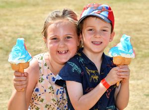 Jocelyn Scanlan and her brother Tommy enjoying their ice creams at the Wrekin Eatin' food festival.