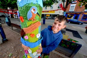 Henry Proctor, 13, admired the knitting