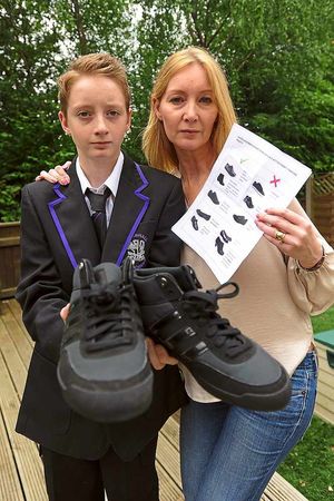 Shoe ban – Rhys Jones with his mum Kathryn.