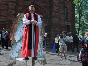 Supporting image for story: Bishop of Dudley looks angelic as heavenly sculpture unveiled at church