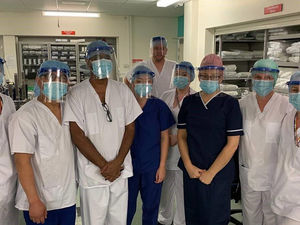 New Cross Hospital medical staff wearing protective visors