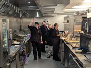 Hollies staff get to grips with the new kitchen at The Hollies