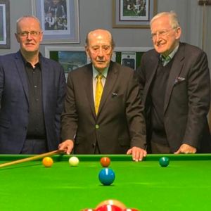 (L-R) Ted Etheridge from Sportsnight Events and Memorabilia, Rex Williams and Bob Warman