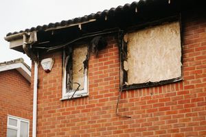 Photos taken at the scene of a fire in Perton, near Wolverhampton