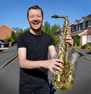 Ben Smith from Wednesfield is playing songs on his saxophone to raise money for charity.