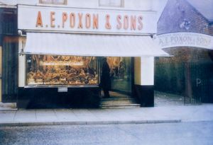 A E Poxon & Sons butchers in Brownhills High Street, taken around 1960 by Jon Lucas