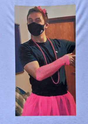 The picture of Martin Barber which is featuring on the fundraising team's T-shirts