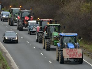 Supporting image for story: Watch as angry farmers trundle around Shrewsbury in anti-Government go-slow tractor protest