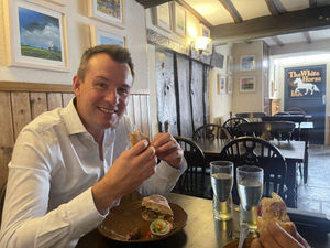 Stuart Anderson MP enjoying a bite to eat in Shropshire. 