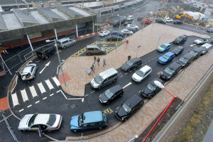 The new road layout outside Wolverhampton Railway Station