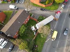 The lorry crashed in Tipton earlier this evening. Picture: Dean Tugby